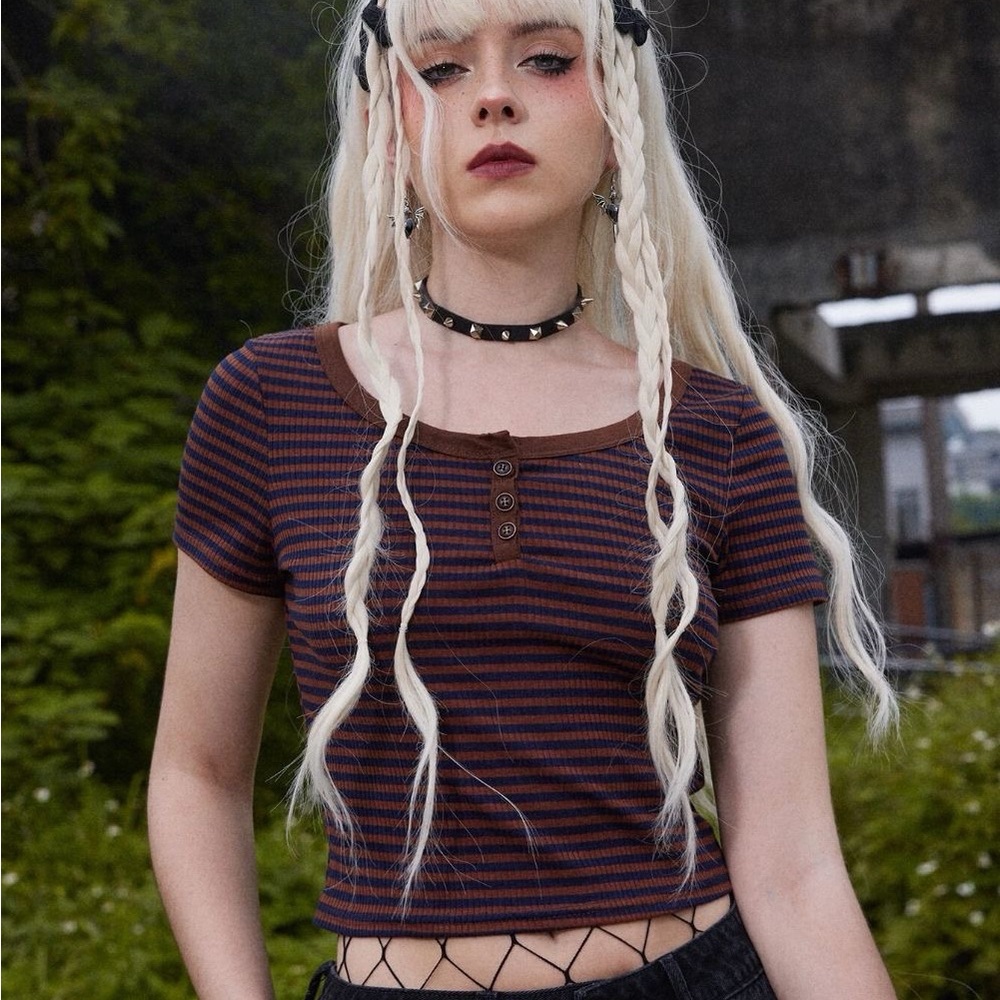 Striped Red and Black Women's Top